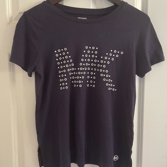 MICHAEL Michael Kors Rivet Logo Tee - Size Medium - Blue - Picture 3 of 8